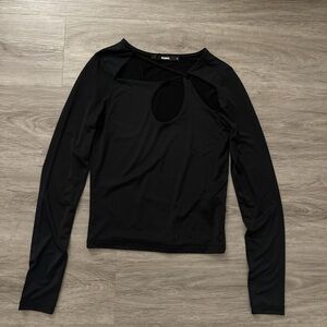 Stylish Black Cut-Out Crop Top